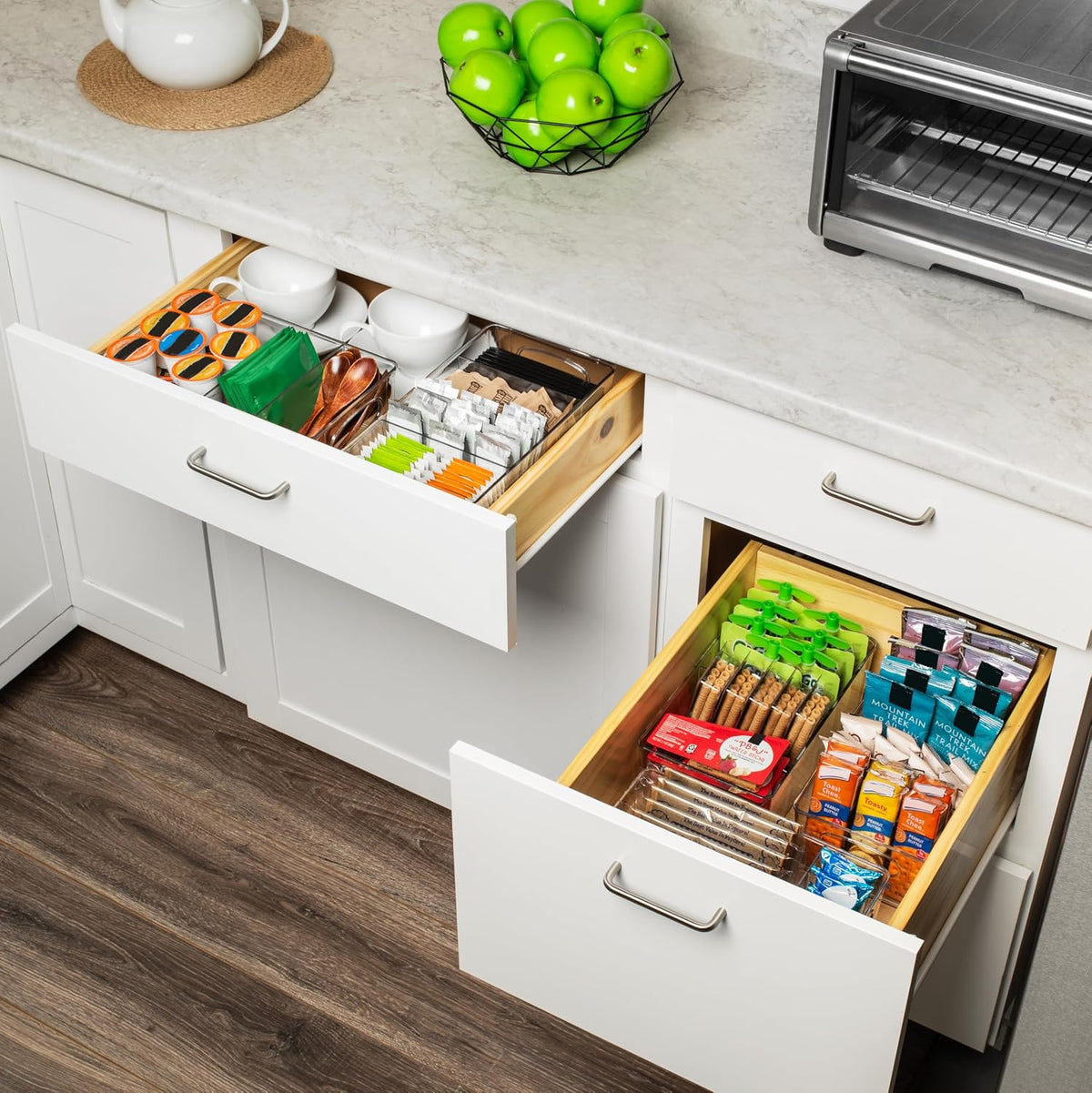 ClearSpace Pantry Organizer Storage Bin with Divider & Lid, 2 Pack