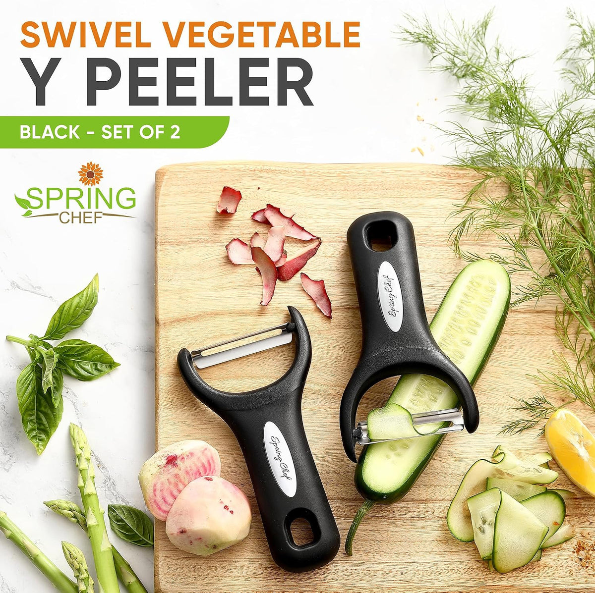 Spring Chef Set of 2 Stainless Steel Y Shaped Vegetable Peeler for Kitchen