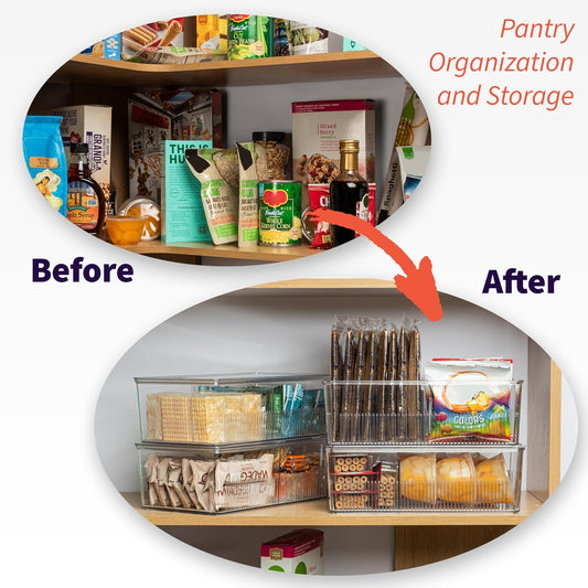 ClearSpace Pantry Organizer Storage Bin with Divider & Lid, 2 Pack